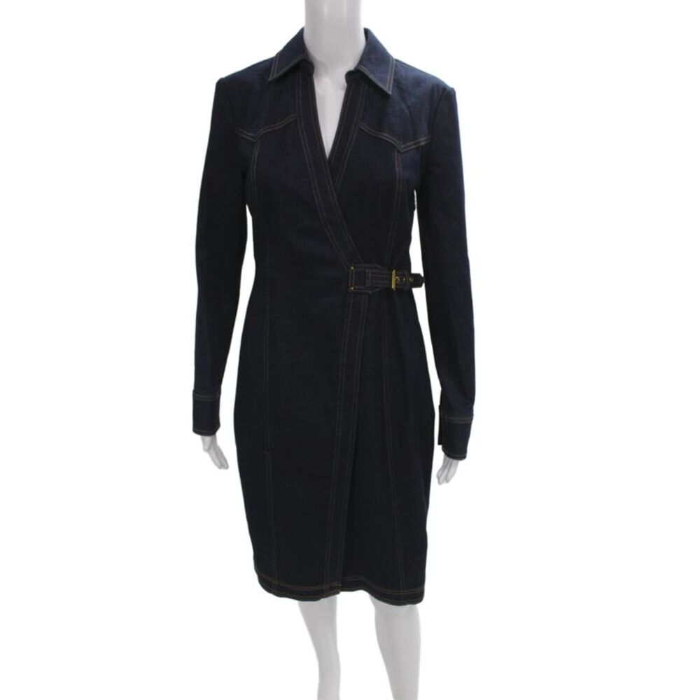 Veronica Beard Womens Denim Jacket Dress Dark Blue Long Sleeve Size 6